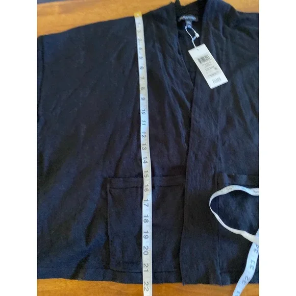 NEW Eileen Fisher Organic Linen Crepe Stretch Short Cardigan Black L/XL - Picture 11 of 12